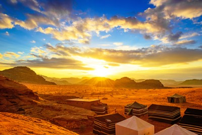 Wadi Rum at sunset is an essential inclusion for all Jordan tours.