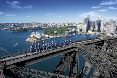 134 Metres above the road on the Sydney the Harbour Bridge Climb is a great inclusion on all Australia tours