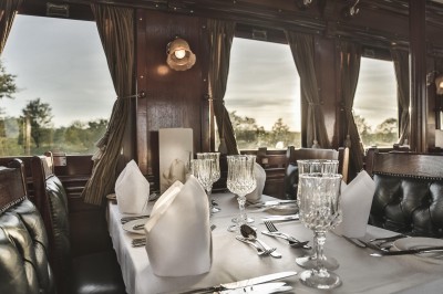 The dining car aboard the Royal Livingstone Express