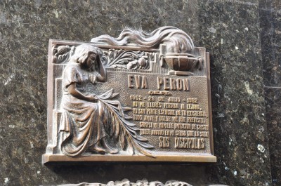 Eva Peron's stone in Recoleta, Buenos Aires, Argentina