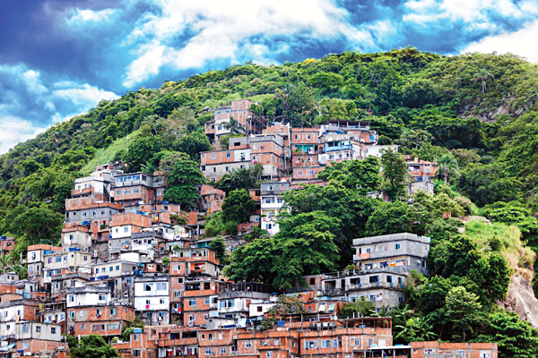 Favela, Brazilian slum on a hillside in Rio de Janeiro, Brazil
