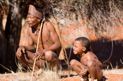 Namibia bushmen in the Kalahari desert