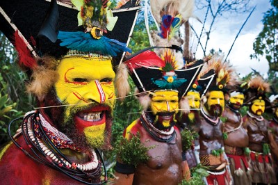 Papua New Guinea - Tribe in Yellow Paint
