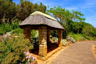 Thatched roof pavillion in Kirstenbosch Botanical Gardens