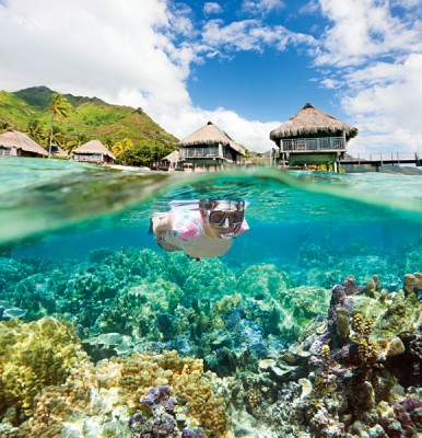 Girl Snorkelling in Tahiti