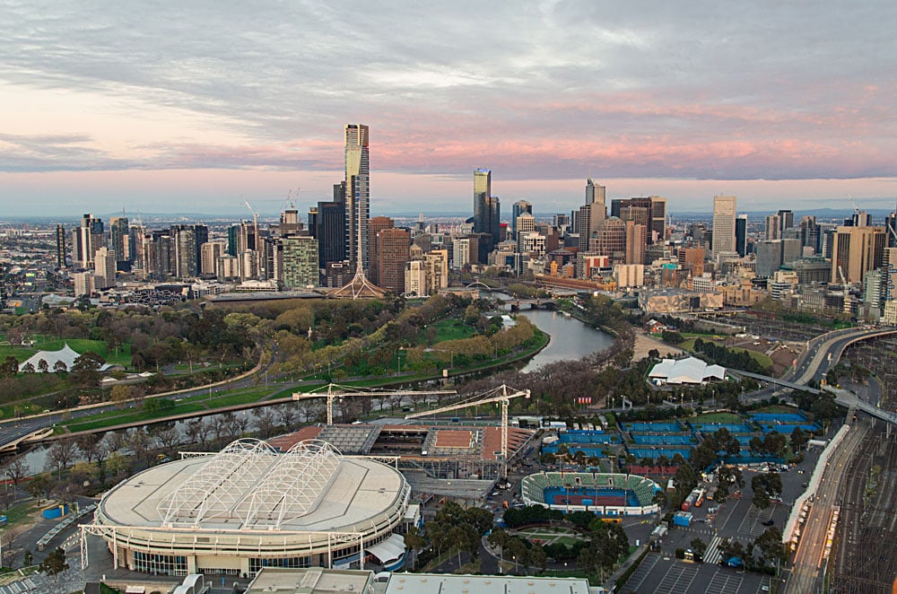 Melbourne City, Sporting Precinct and Yarra River, Australia