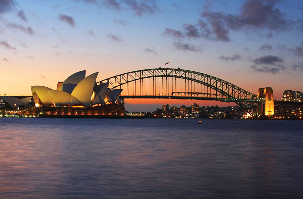 Sydney Opera House and Bridge at Sunset, Australia