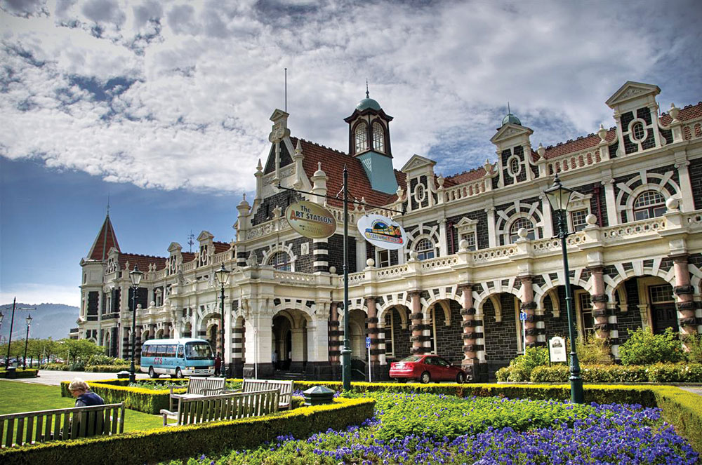 Anzac Square and Dunedin Railway Station, Dunedin, New Zealand