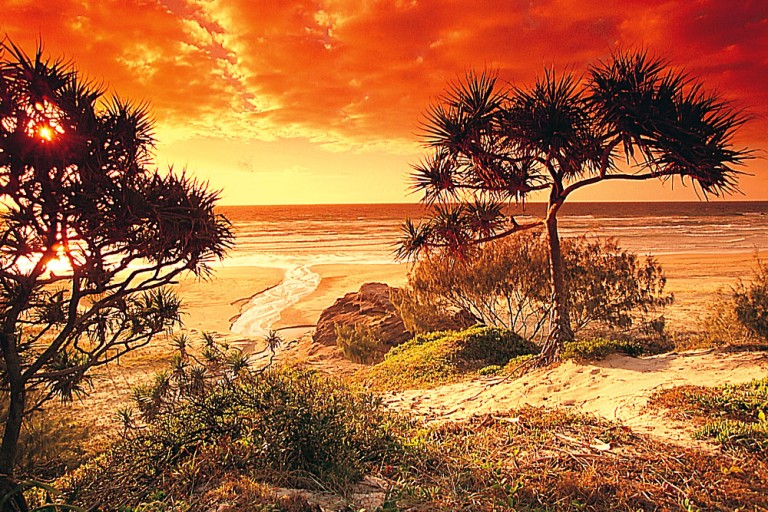 Fraser Island Beach at Sunset, Queensland, Australia