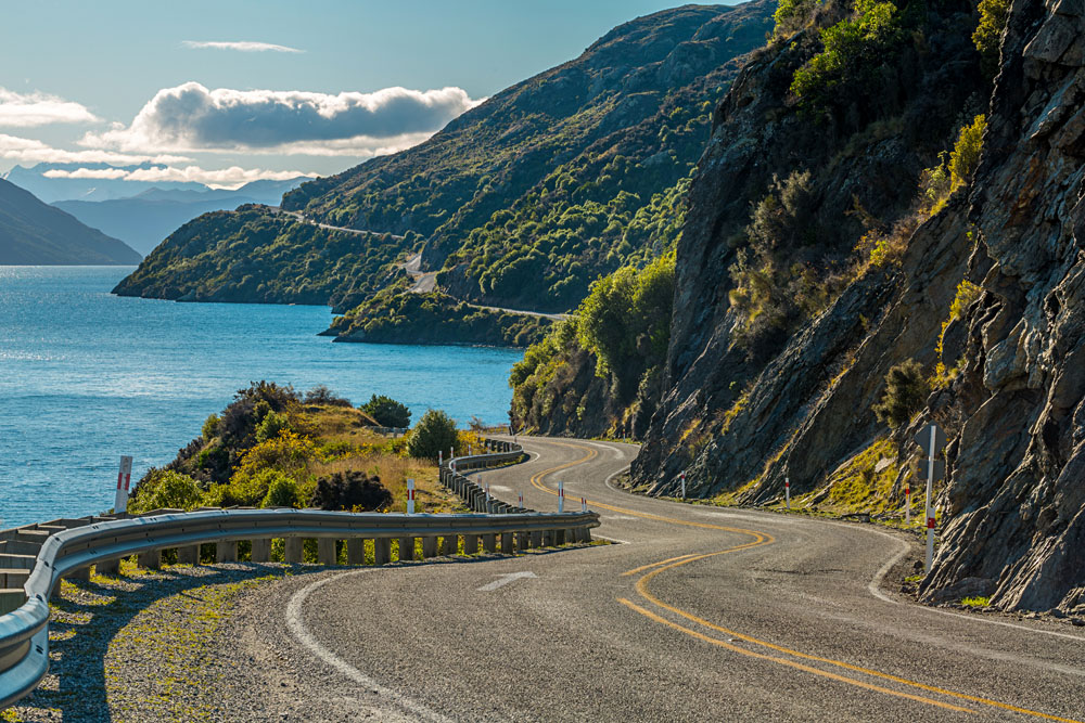Road along Lake Wakatipu, Queenstown, New Zealand