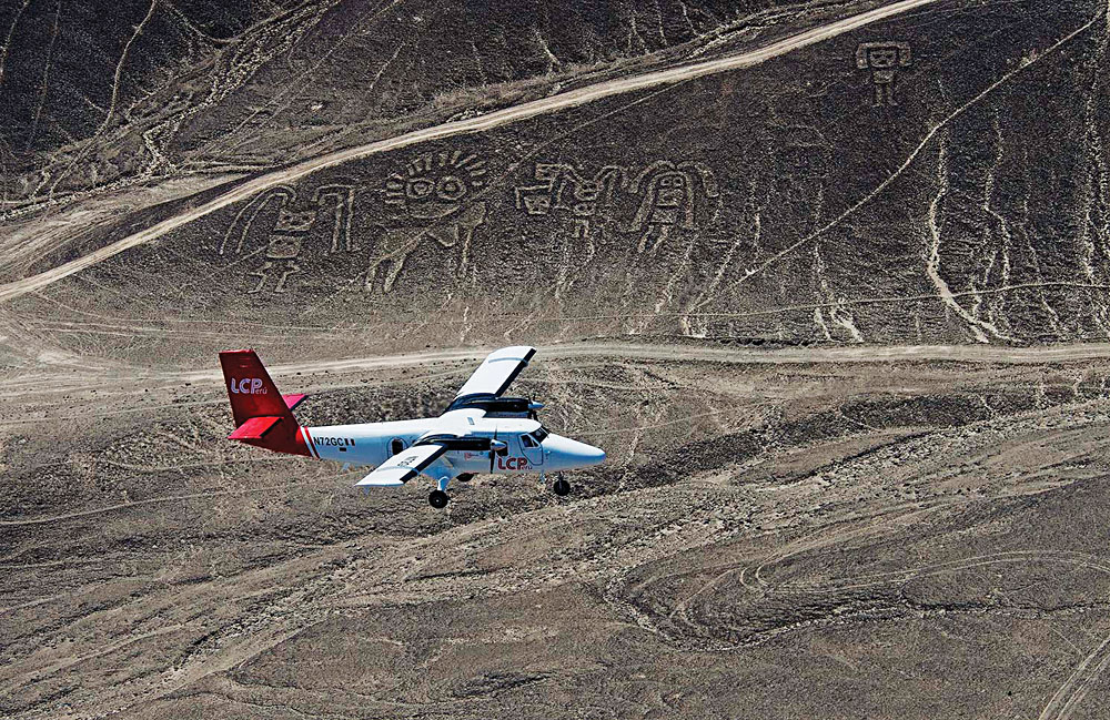 Aerial View of Plane Over the Nazca LInes, Peru
