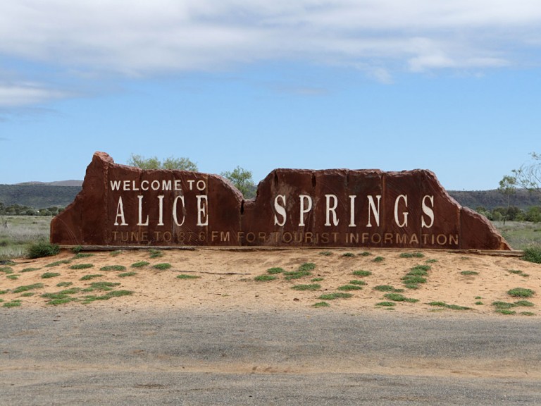 Alice Springs Welcome Road Sign, Northern Territory, Australia