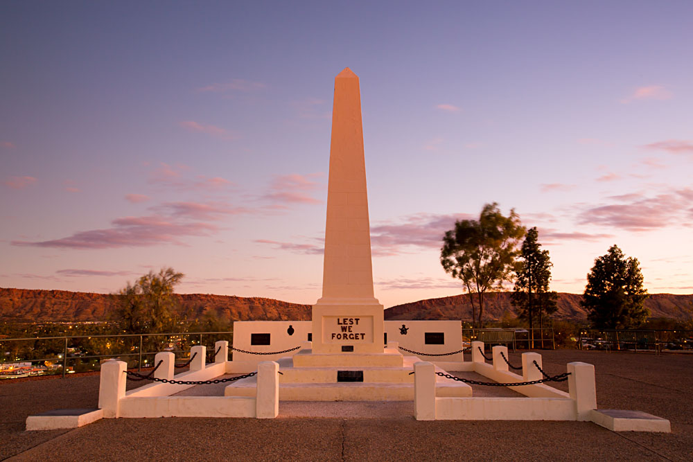 Anzac Hill Memorial on a Clear Winter's Evening in Alice Springs, Northern Territory, Australia