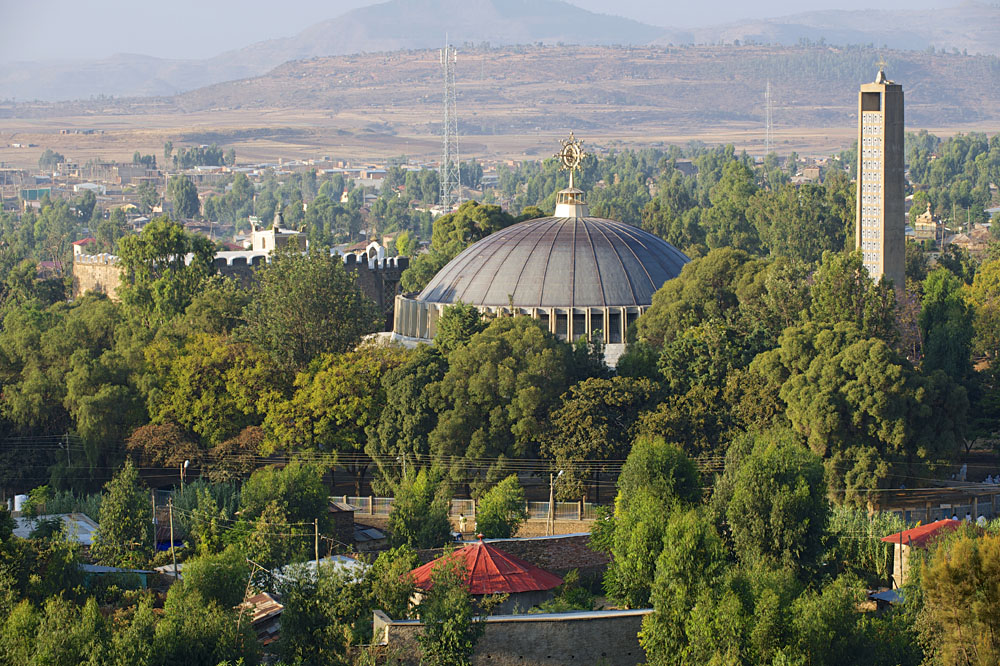 Dome and Bell tower of the New St. Mary of Zion Church, Which Claims to Have Ark of the Covenant, Aksum, Ethiopia