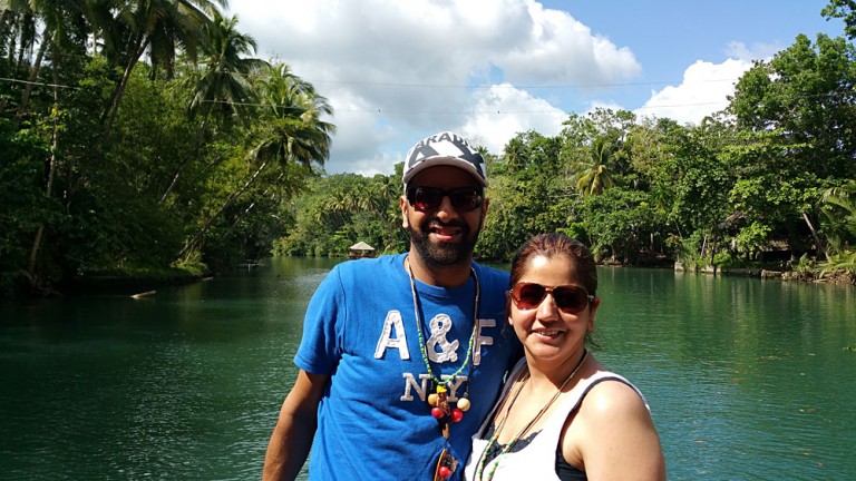 Karishma and Husband at River Barge in Bahol, Philippines