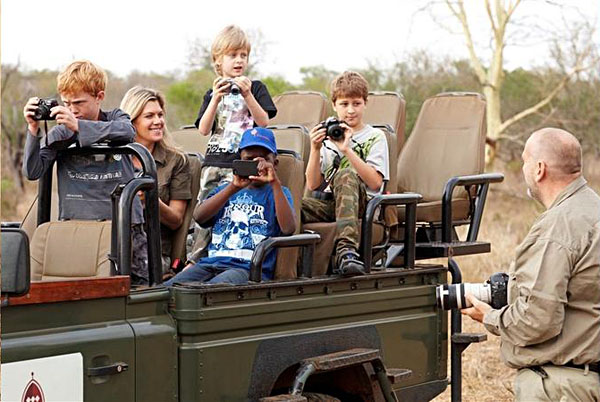 Kids on Safari with Cameras at Thanda Safari Game Reserve, South Africa