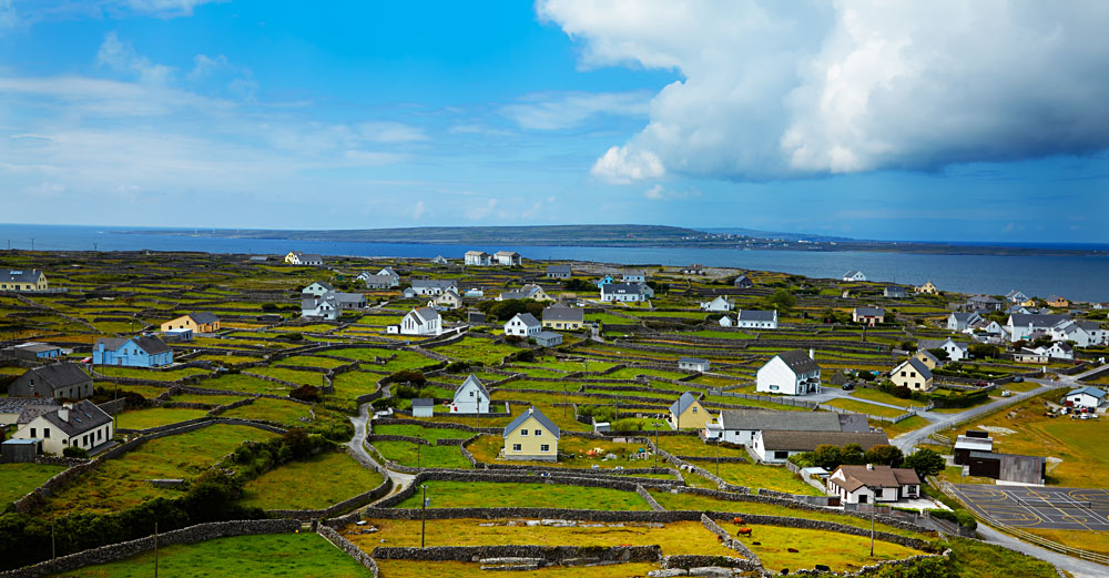 Panoramic Landscape of Inisheer Island, Part of Aran Islands, Ireland