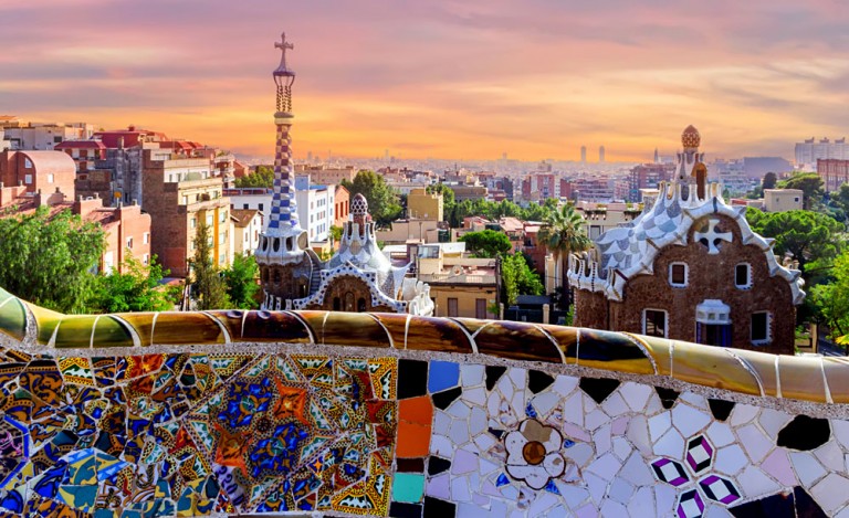 Sunrise at Parc Guell, Barcelona, Spain