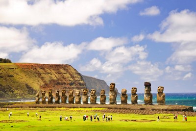 Moais of Ahu Tongariki on Easter Island, Chile