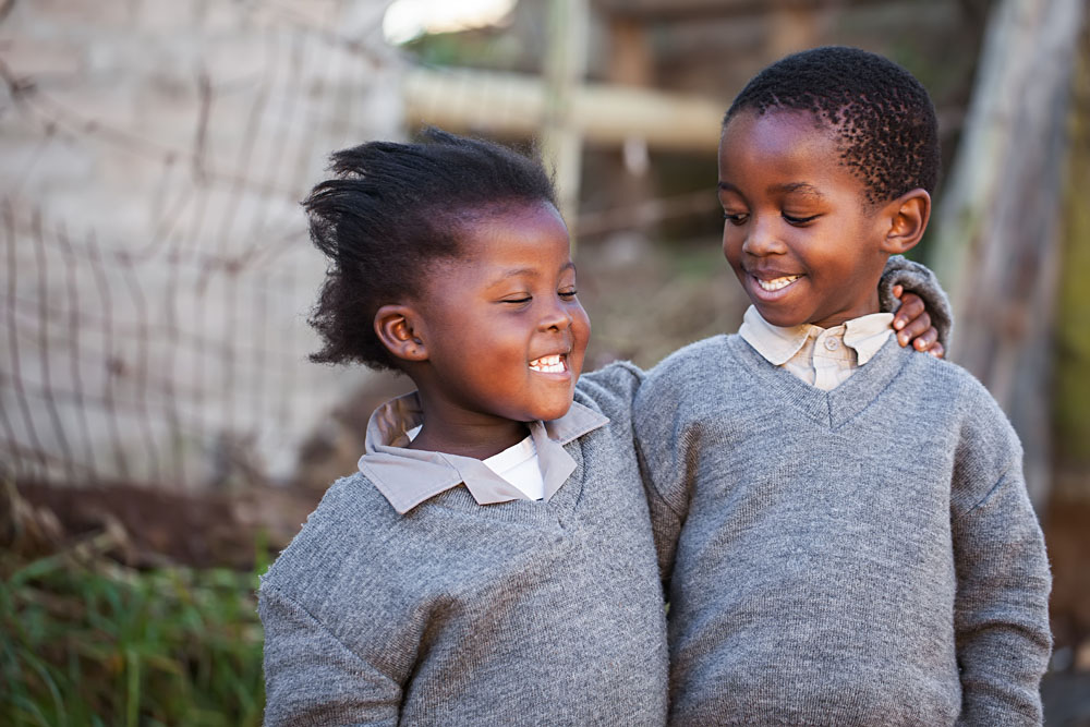 Smiling Boy and Girl in Cape Town, South Africa