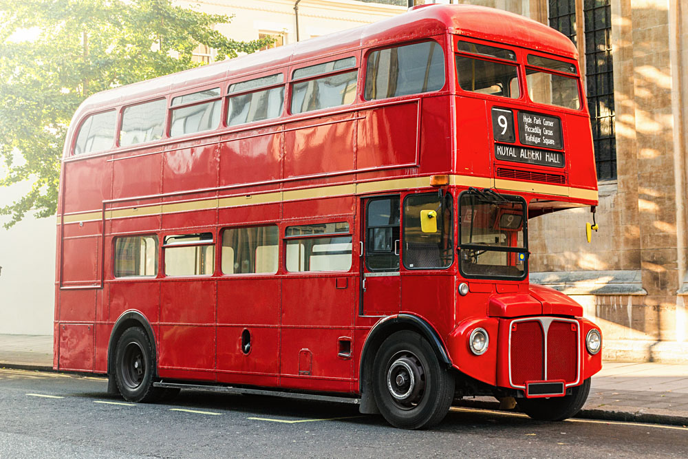 Routemaster Double Decker Bus Route 9 in London, England, UK