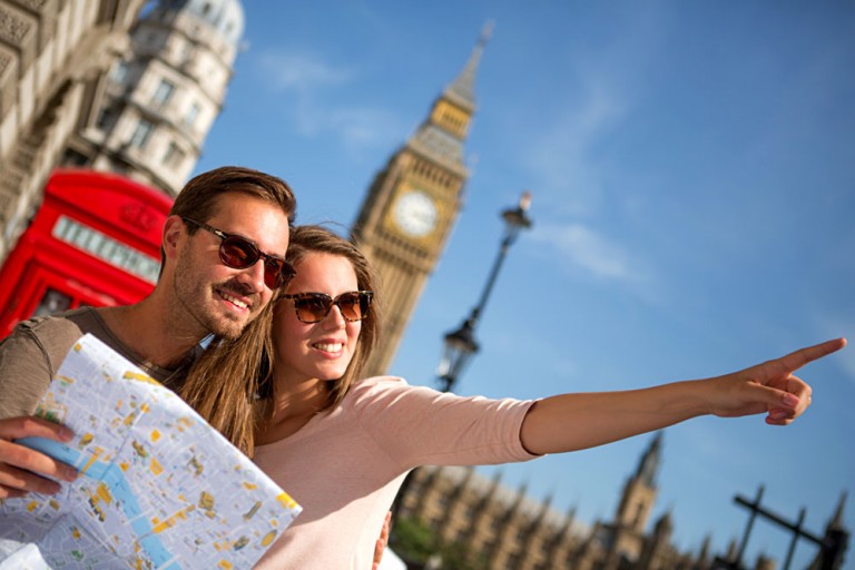 Tourist Couple with Map in London, England, UK