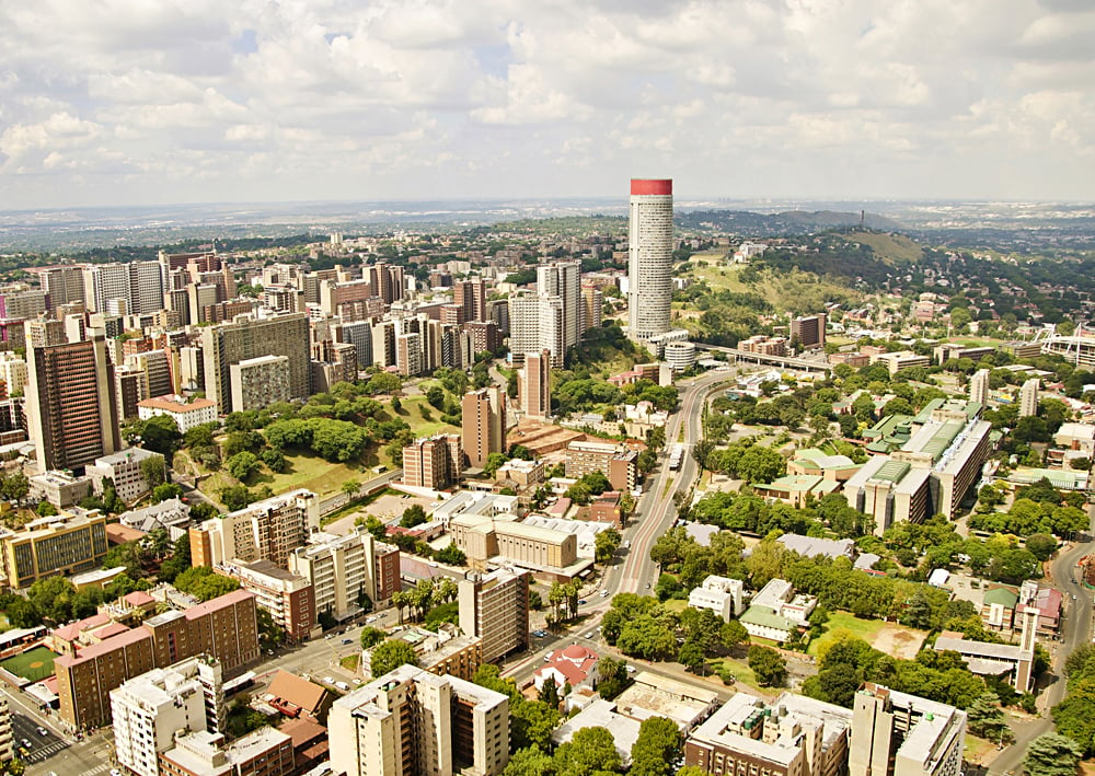 Aerial View of Central Business District in Johannesburg, South Africa