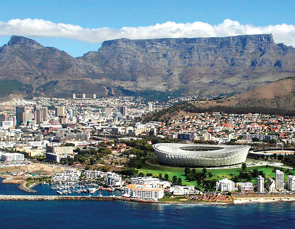 Cape Town Stadium and Table Mountain, South Africa