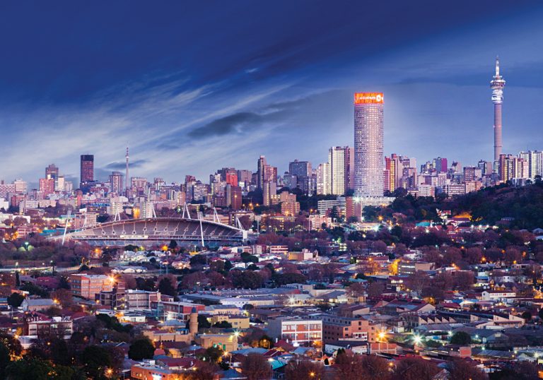 Johannesburg Skyline at Night, South Africa - Cropped