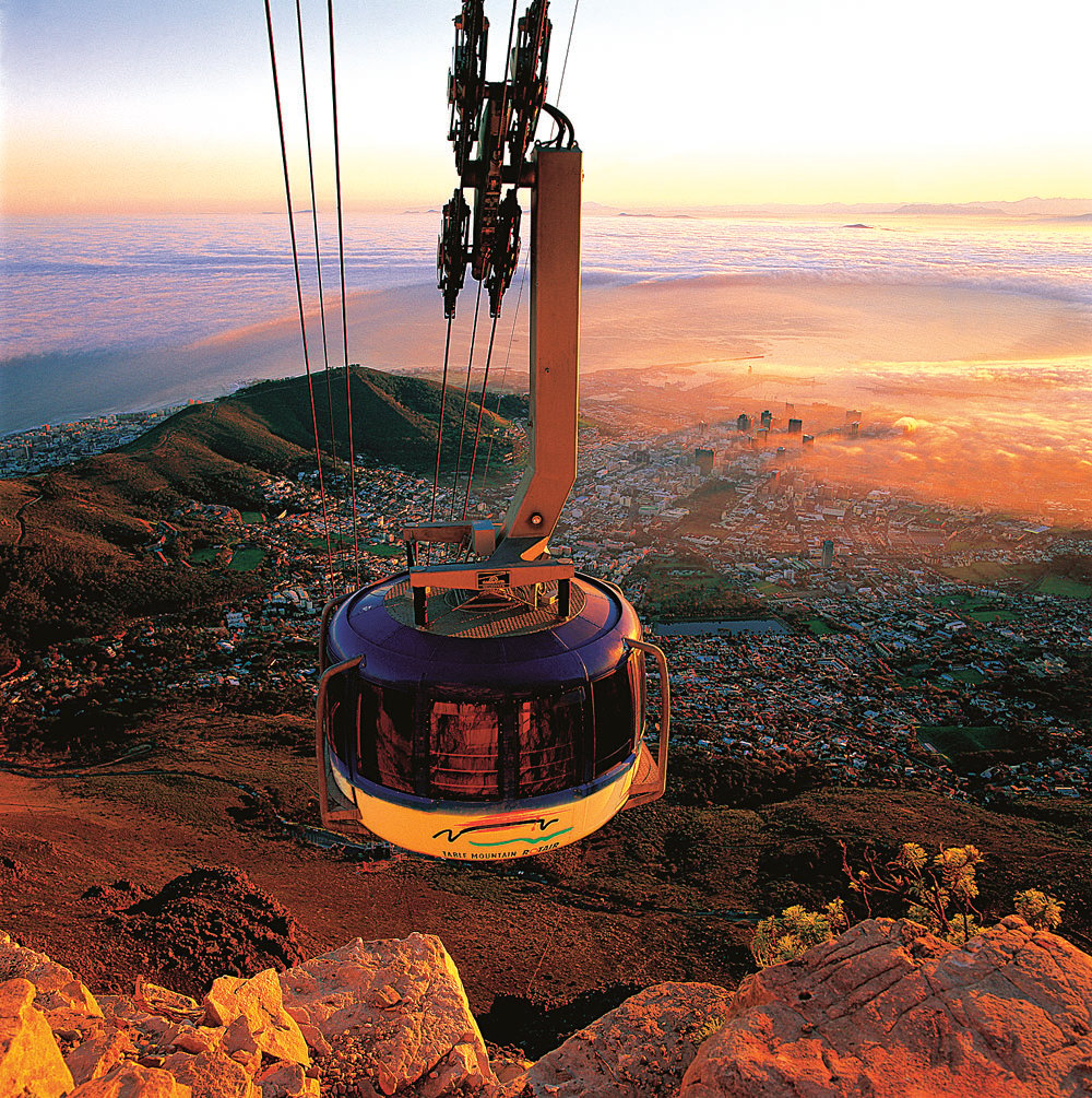 Table Mountain Cablecar at Sunset, Cape Town, South Africa