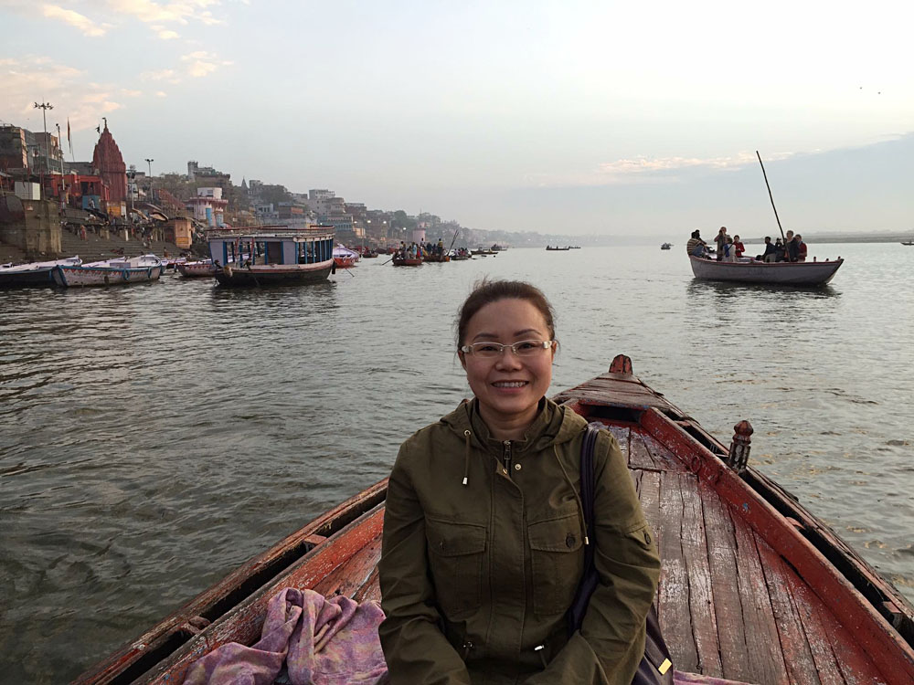 Amelia Chee - Amelia on Early Morning Ganges River Boat Tour, Varanasi, India