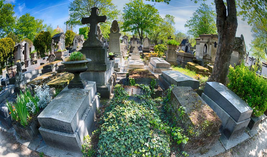 Pere Lachaise cemetery, Paris. Each year thousands of fans and curious visitors come to pay homage to celebrities grave. paris sightseeing