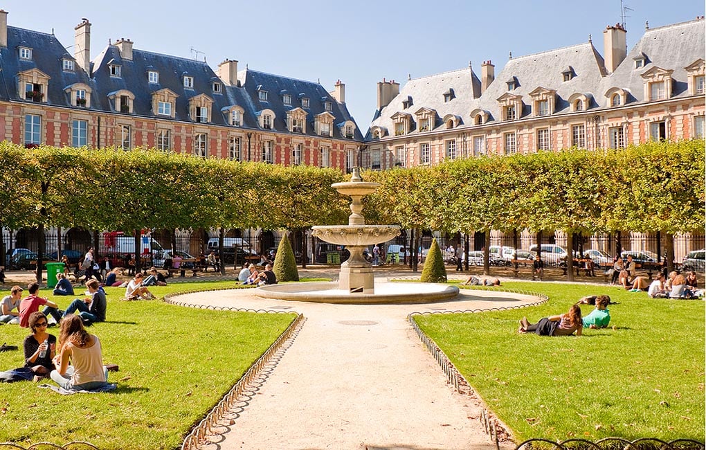 Place des Vosges the oldest planned square in Paris located in Marais district - Paris sightseeing