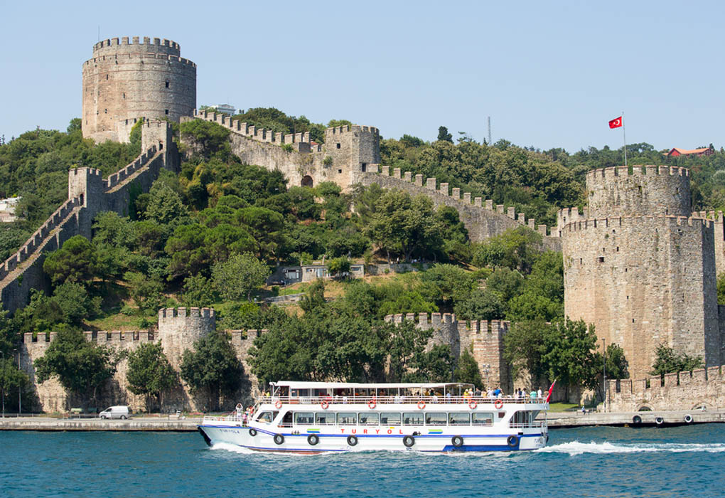 Rumeli Fortress on seen from cruising on the Bosphorus Straits - Istanbul vacation