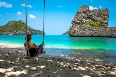 Woman on a Swing in Ang Thong National Marine Park, Thailand