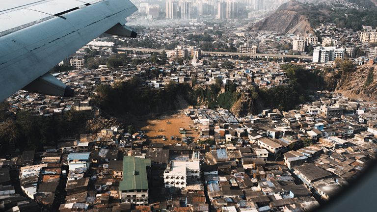 Aerial View of Dharavi, One of the Largest Slums in the World, Mumbai, Maharashtra, India