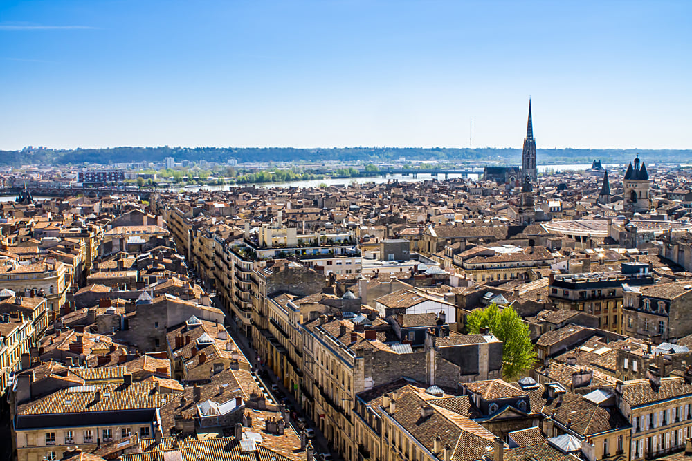 Aerial View of the City of Bordeaux, France
