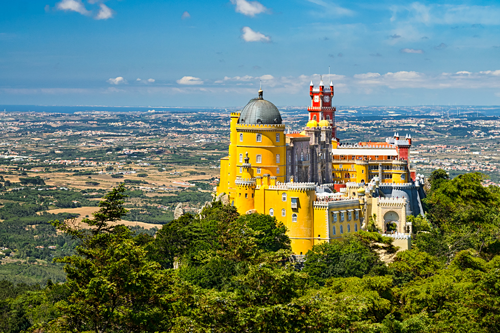 Aerial View of the Pena National Palace in Sintra, Portugal