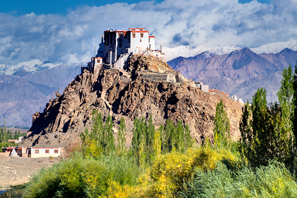 Stakna Buddhist Monastery with View of Himalayan Mountians, Leh, India