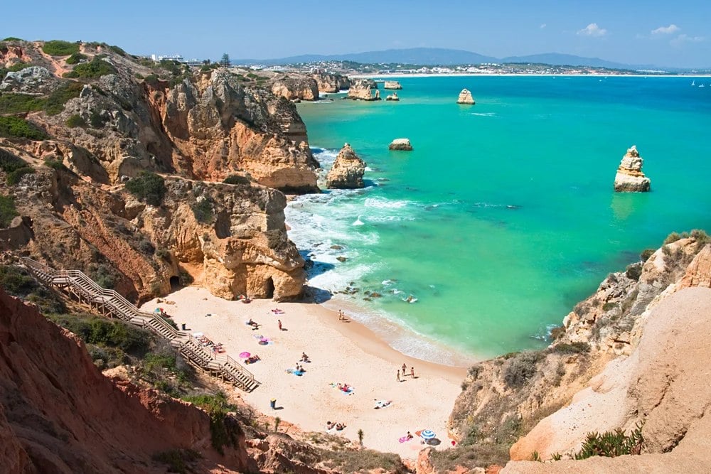White Sand Beach on the Algarve Coast, Portugal