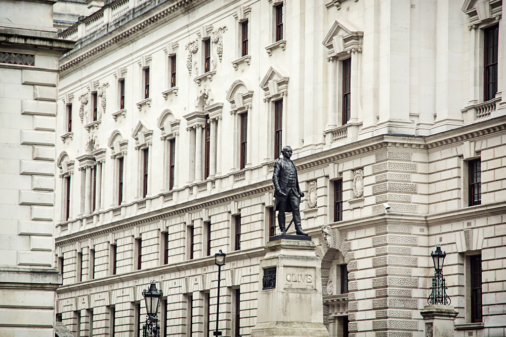 Robert Clive's Statue and Churchill War Rooms in London, England, UK