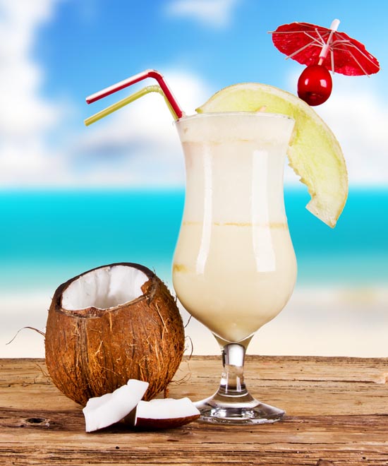 Summer drink with blur beach on background