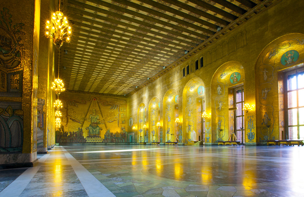 Sweden, Stockholm, Kungsholmen City Hall, the Golden Room.