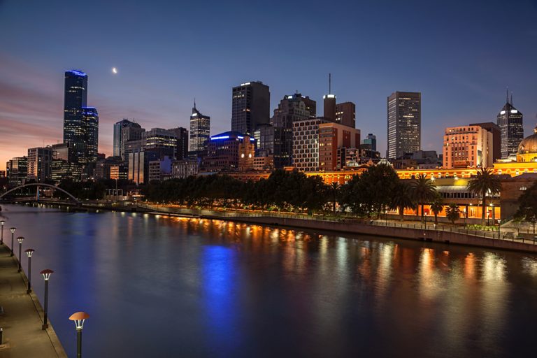 Melbourne Skyline from Southbank, Melbourne, Victoria, Australia