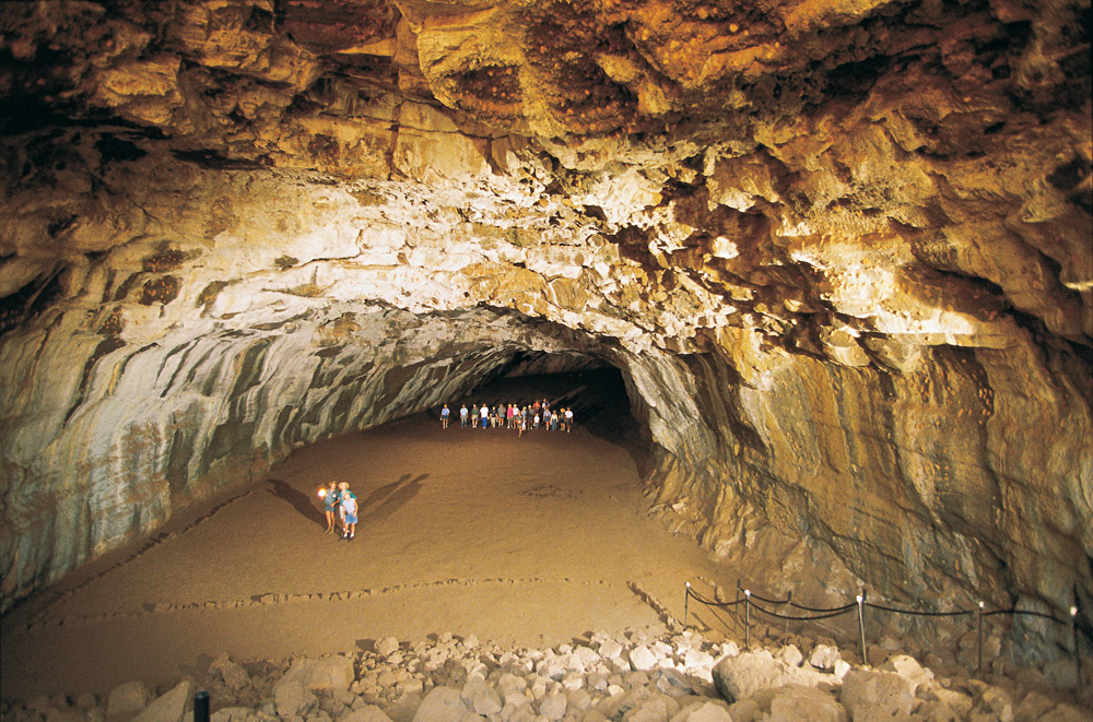 Touring through caves at Undara Lava Tubes, Queensland, Australia