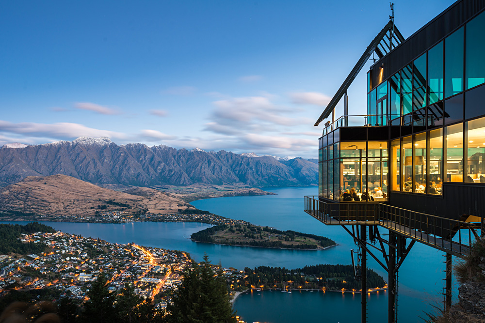 Dining at the Skyline Restaurant in Queenstown, New Zealand