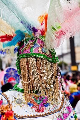Colourful Costume with Jewelry in Quito Festivities' Parade, Ecuador