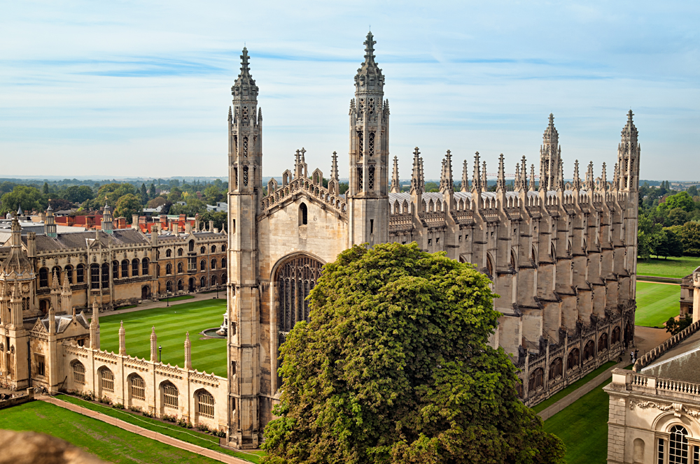 Aerial View of King`s College, Cambridge, England, UK