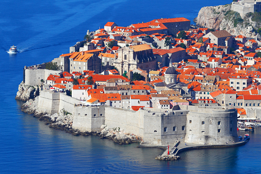 Aerial View of the Walled City of Dubrovnik, Croatia