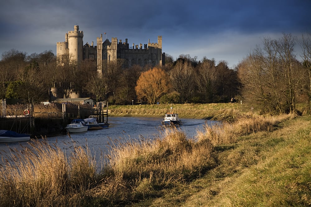 Arundel Castle and the River Arun in West Sussex, England, UK